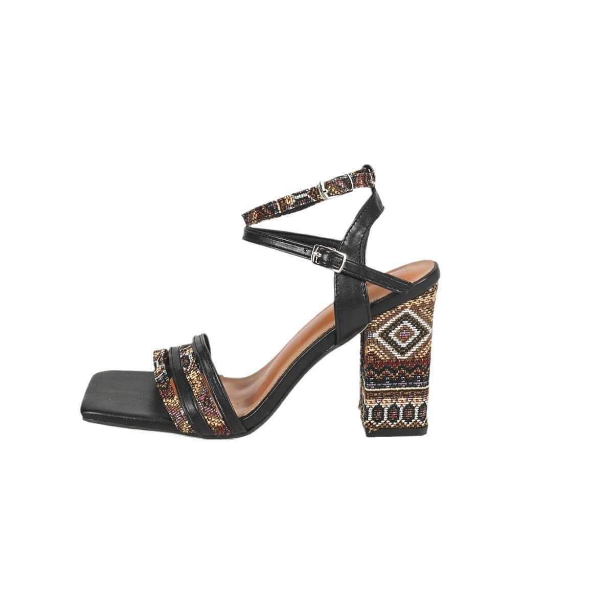 Womens New Square Toe Thick Heel Sandals Sexy and Trendy Black High Heels