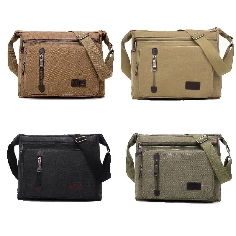 Canvas Shoulder Bag Bottle Men Women Casual Simple Fashion Retro Crossbody Cross Square Multi Layered 250407