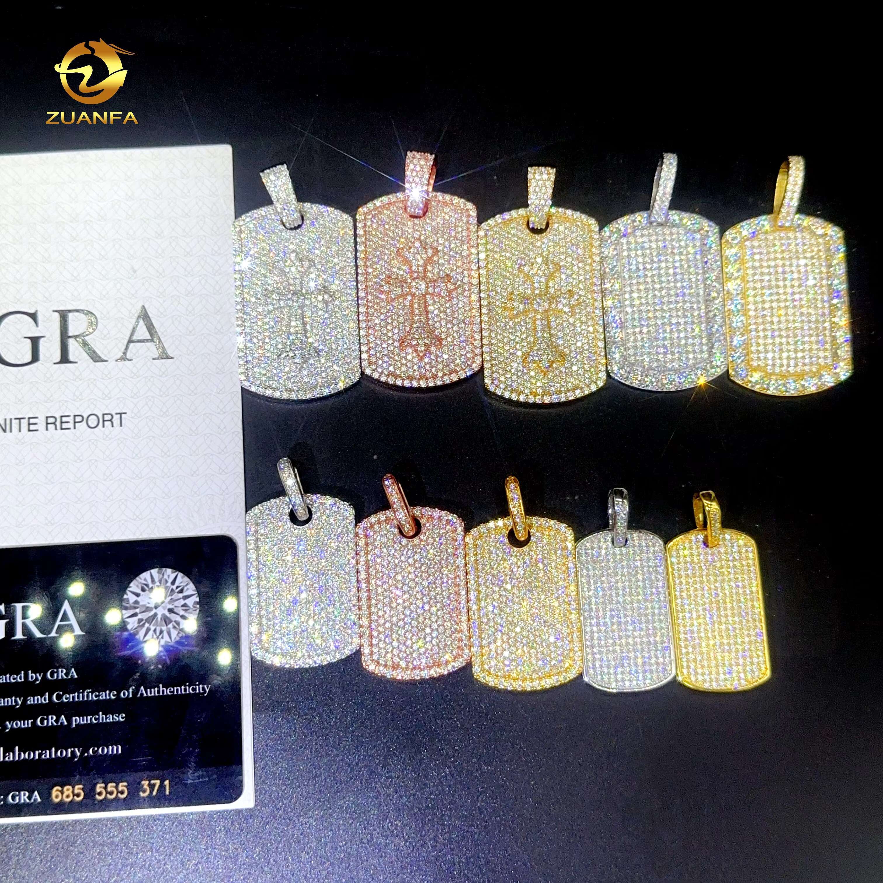 Factory Price Iced Out Pendants Vvs Moissanite Diamond Hip Hop Jewelry Various Dog Tag Pendant With Gra Certificate