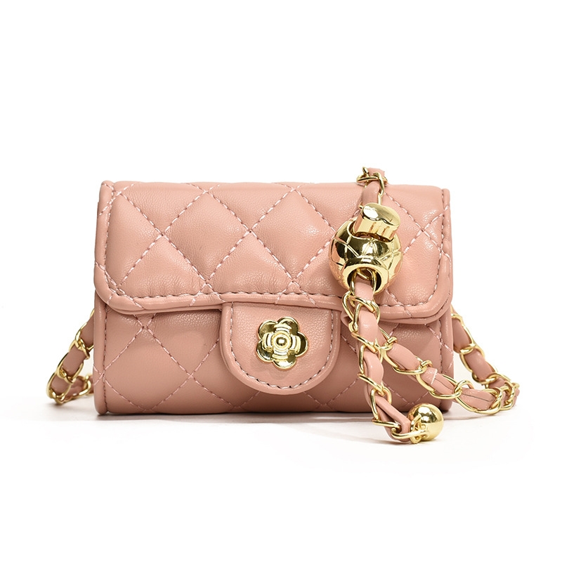 Stylish camellia Little Girl Chain crossbody bag Cute mini Fanny pack