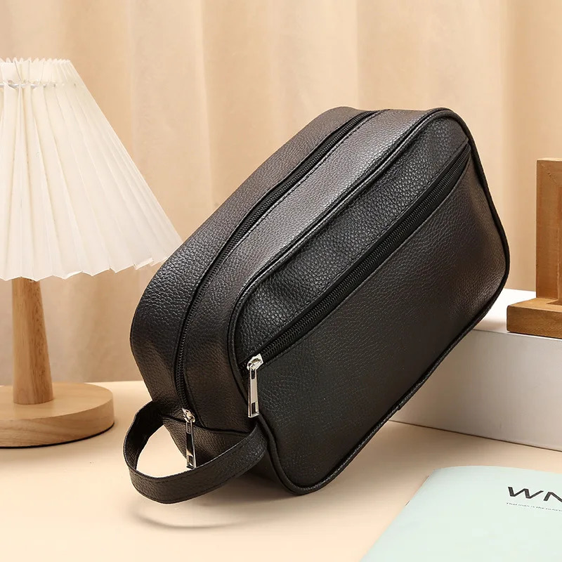 Men Travel Cosmetic Bag Zipper Makeup Bags PU Leather Travel toiletry bag Cosmetics Organizer Storage Pouch Large Capacity 250328