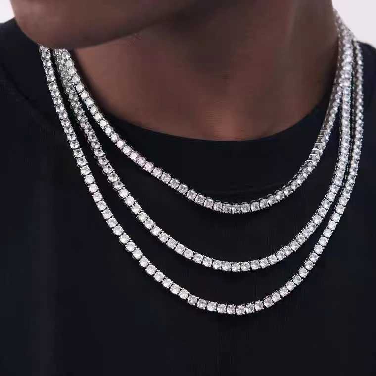 3MM tennis chain hip-hop trend AAA+cubic zirconia teenage girls handmade wedding jewelry on crystal chain 16/18/20/22/24/30 inches A+ Y250329