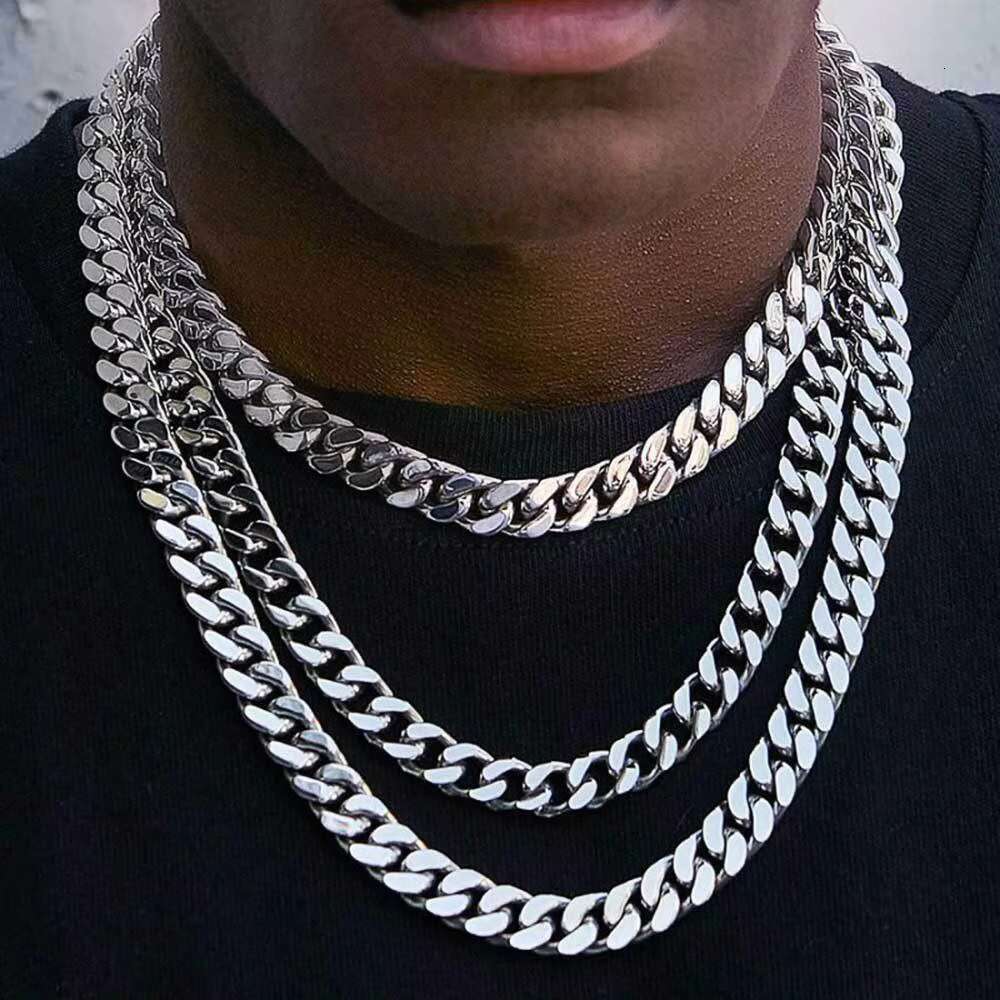 Carline Factory Price 12mm Hip Hop 18k Gold Plated Jewelry Stainless Steel Cuban Link Chain Gold Necklace Bracelet Set for Men