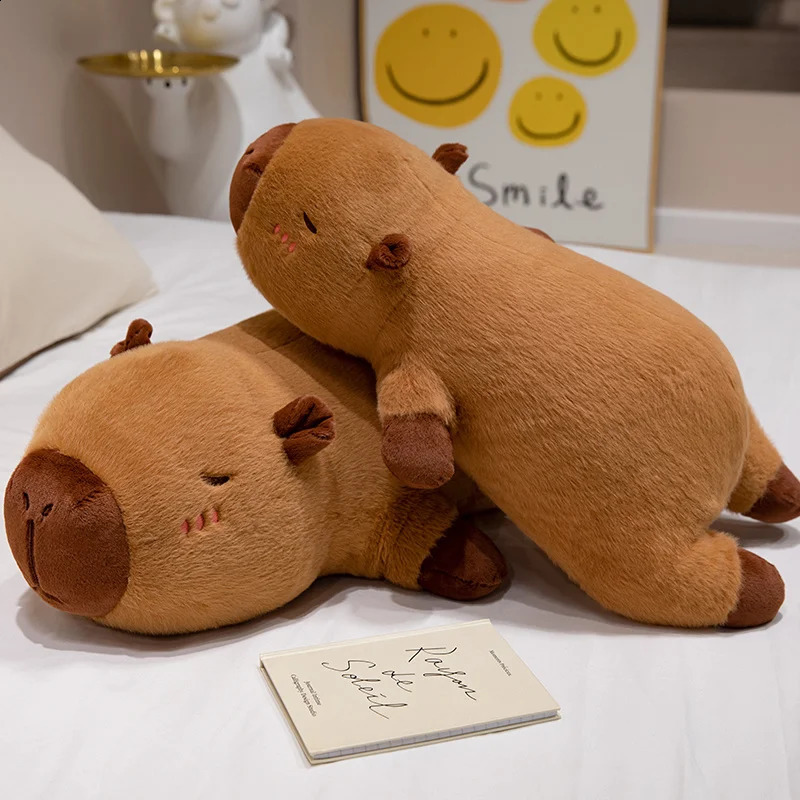 1pc Kawaii Stuffed Capybara Animal Fruit Persimmon Plush Long Pillow Cushion Soft Doll Cartoon Toys Cushion Decor Baby Boy Gifts 250328