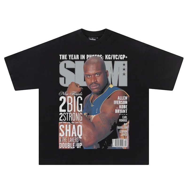 Hip Hop Streetwear Men Tshirts Basketball Star Print T Shirt 100%Cotton Breathable Tees Unisex Oversized Casual Y2K Clothes X250329