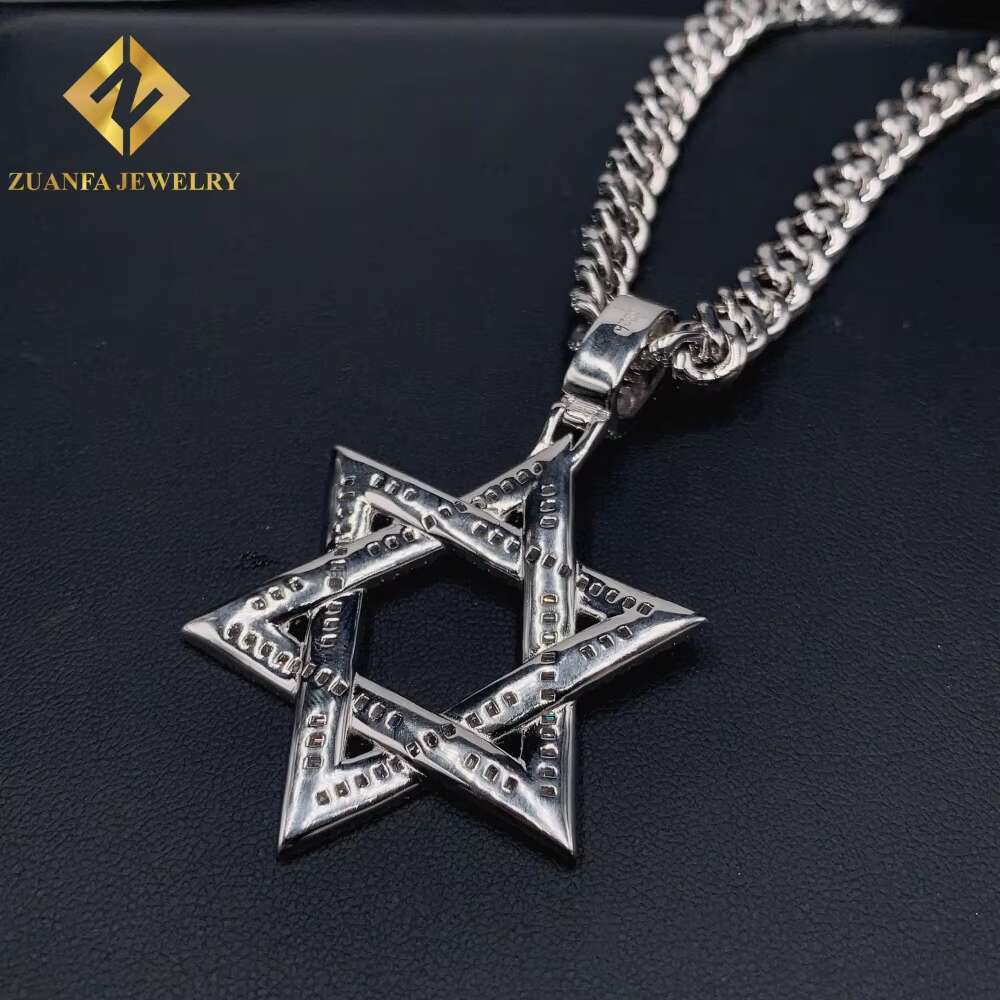 Pass Diamond Tester VVS Moissanite Diamond 925 Silver Pendant Necklace Pendant Big Star Design Hip Hop Jewelry Unisex