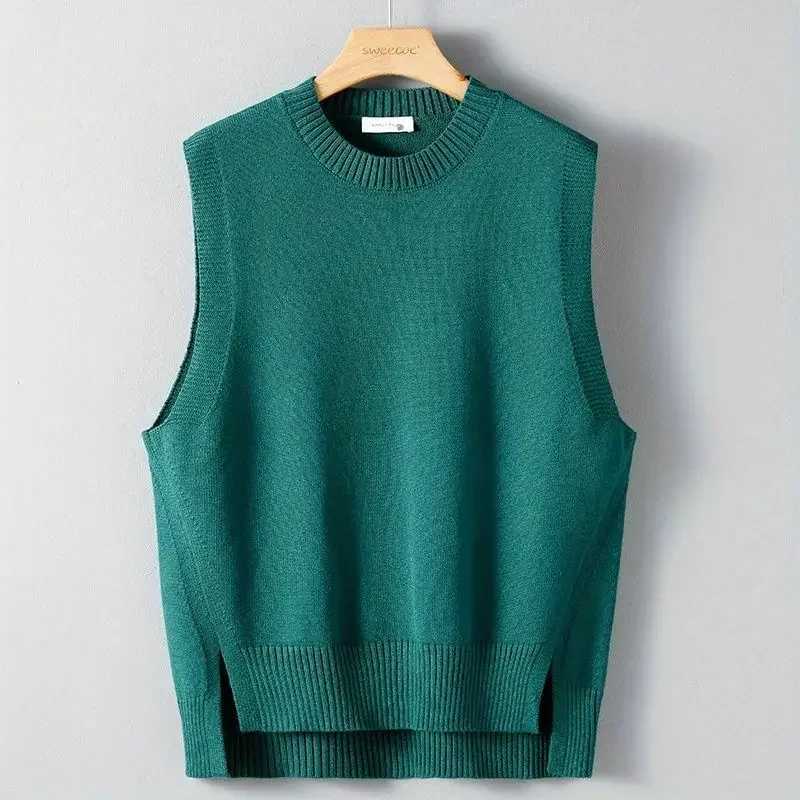 Casual waist shirt loose knit mens vest Korean popular clothing Y2k sleeveless fashion sweater mens new top X250329