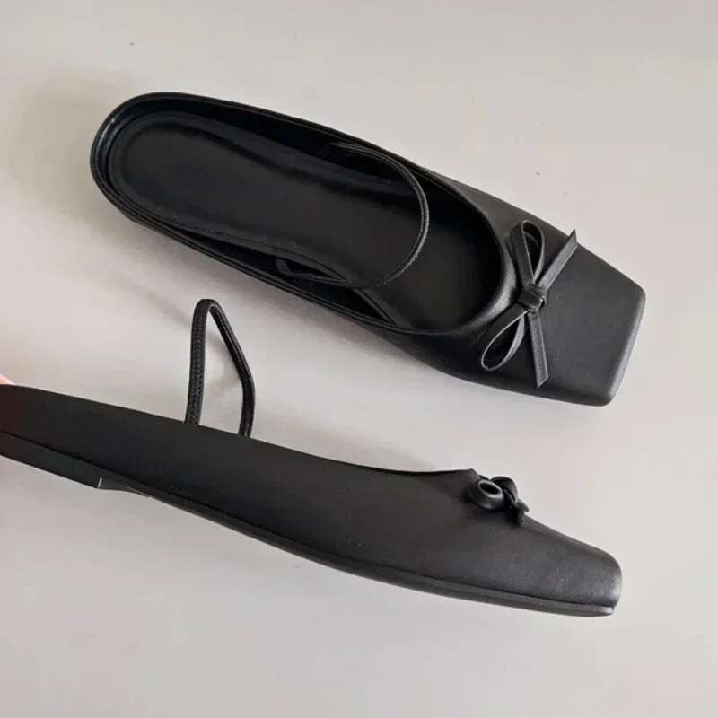 Flat Mules Slipper Square Toe Ballet Shoes Comfy Shallow Slide Women 2025 Autumn New Fashion Sandals Female Atos Mujer