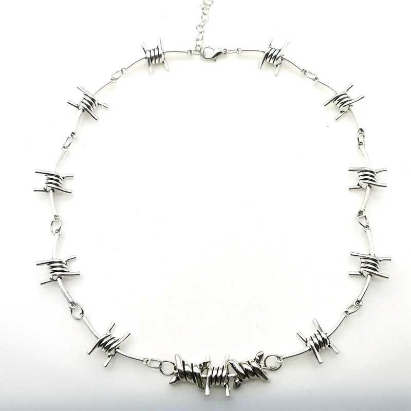 New Small Thread Bracelet Iron Neutral Necklace Womens Hip Hop Gothic Punk Style Thorn Chain Necklace Y250329