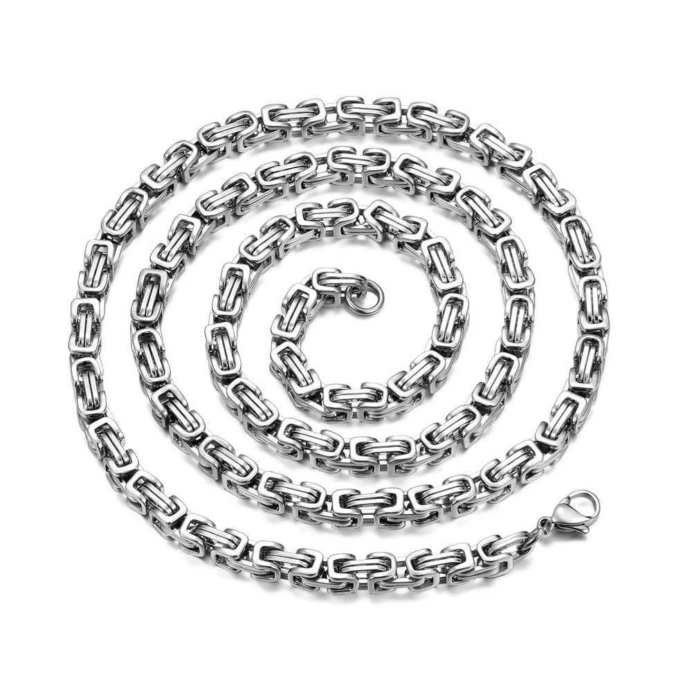 Width 5MM 316L Titanium Steel Empire Chain Necklace Fashion Stainless Steel Mens Necklace Hip Hop Rock Jewelry Length 60/70CM Y250329