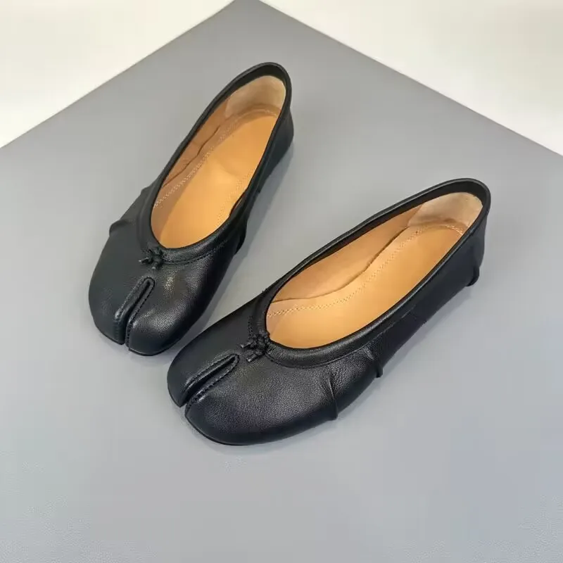 2024 New Pleated Women Ballet Flats Tabi Shoes Casual Slip-on Loafers Ladies Split Toe Leather hot Espadrilles Zapatillas