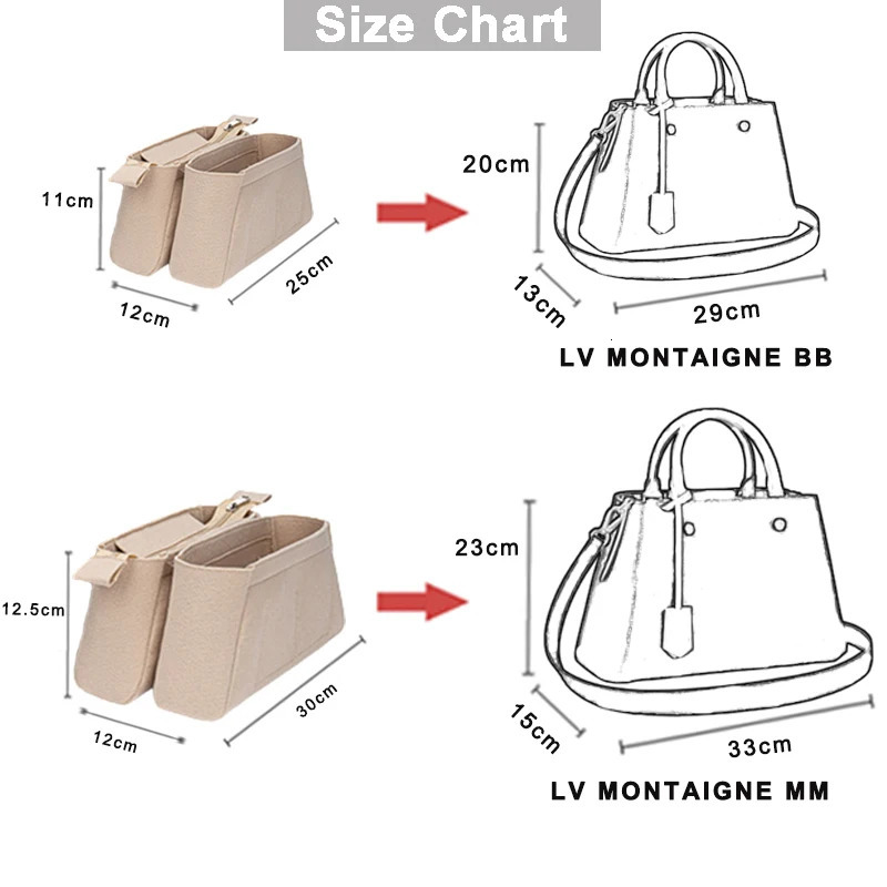 EverToner Fits for Montaigne BB MM Felt Cloth Insert Bag Organizer Makeup Handbag Organizer Travel Inner Mommy Cosmetic Bags 250328