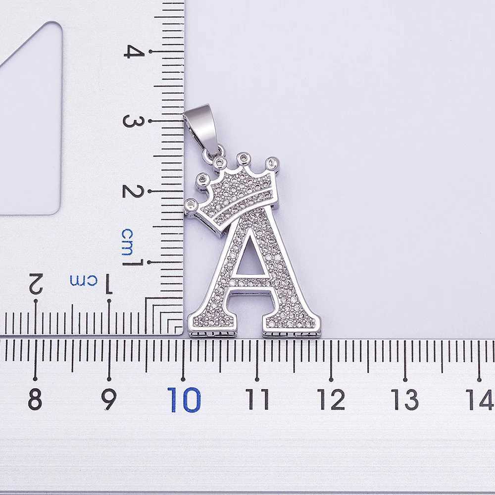Fashion Luxury A-Z Crown Letter Pendant Chain Necklace Punk Style Lucky Beginner Name Jewelry Best Party Wedding Birthday Gift Y250329