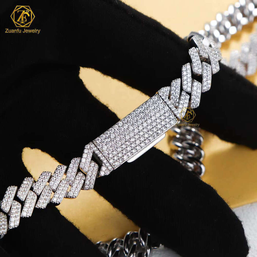 Factory Wholesale Custom Vvs Moissanite Dia 8mm 10mm 12mm Cuban k Chain Necklace Sier Fine Jewelry for Man Woman