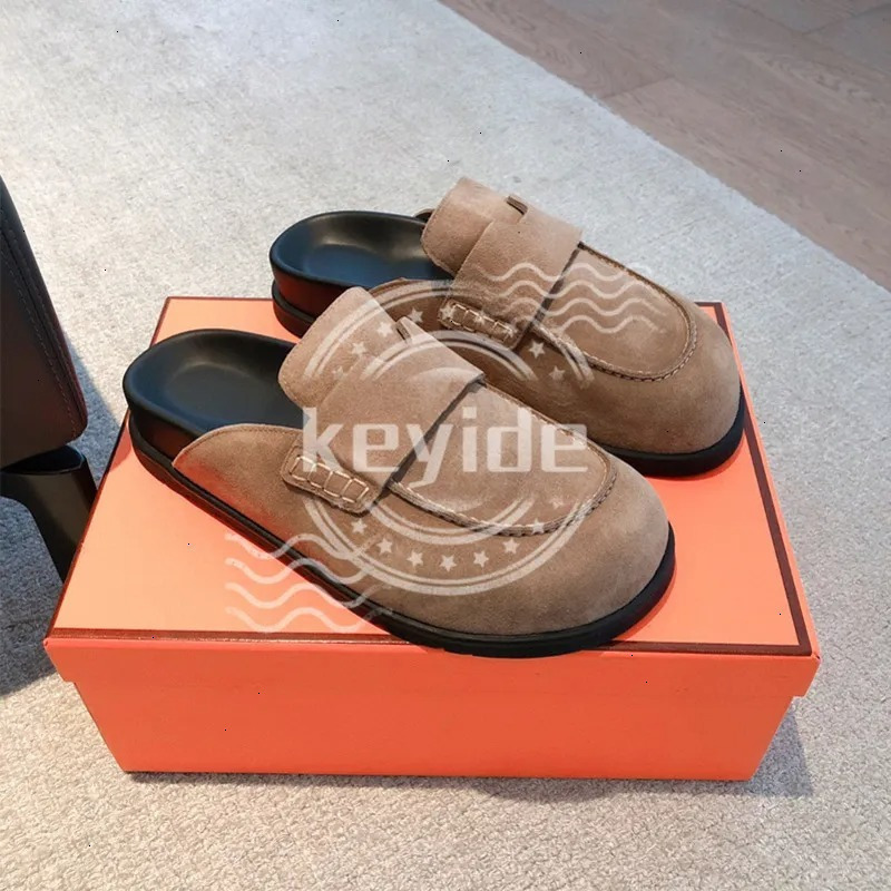 Designer Shoe Mule GO Slippers Suede Loafers for Summer Women Men Suede Leather Sandals Slip On Black Brown Beige Clogs Noir Comfortable Stylish Shoes
