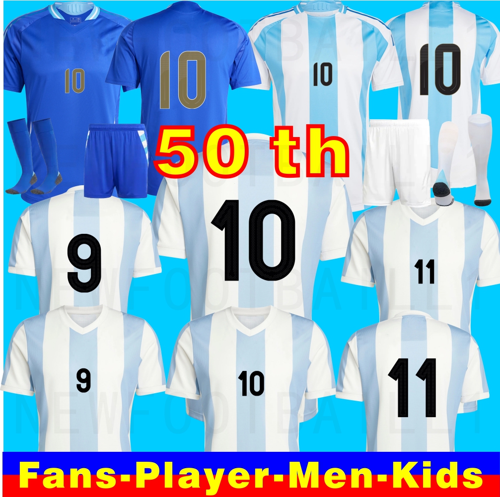 50th Anniversary 3-star Argentinas Metz soccer Jersey Fan Player Version Mac Allister dybala di Maria Martinez de Paul Paul Kids Kit Men's football shirt