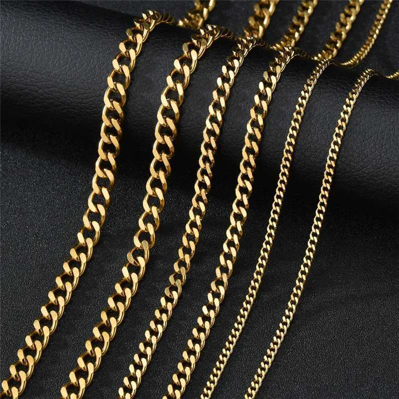 LETAPI Hip Hop Stainless Steel Curled Cuban Chain Necklace for Men and Women Basic Punk Mens Necklace Jewelry Gifts Y250329