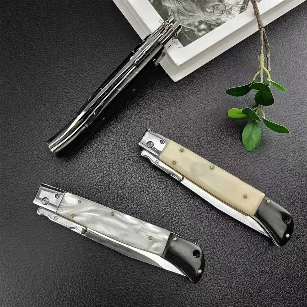 Italian Mafia Folding Pocket Knife 440C Blade Shell/Resin/Acrylic Handle Outdoor EDC Camping Hiking Survival Tool Gift Y250329