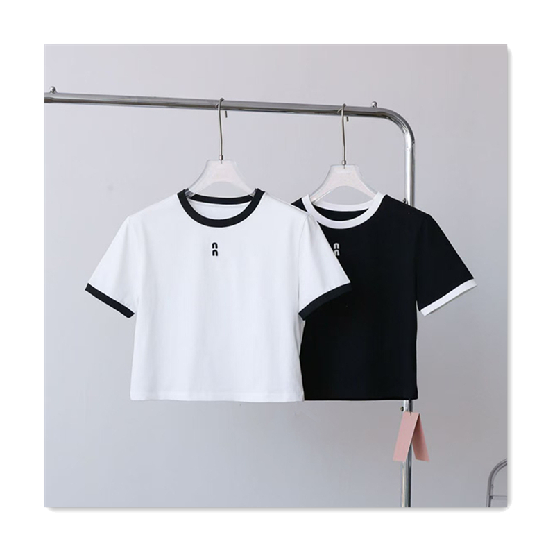 Womens designer tshirt summer T shirt fashion round neck pure cotton slim fit short letter printed women shirt versatile casual long sleeved womens shirts top