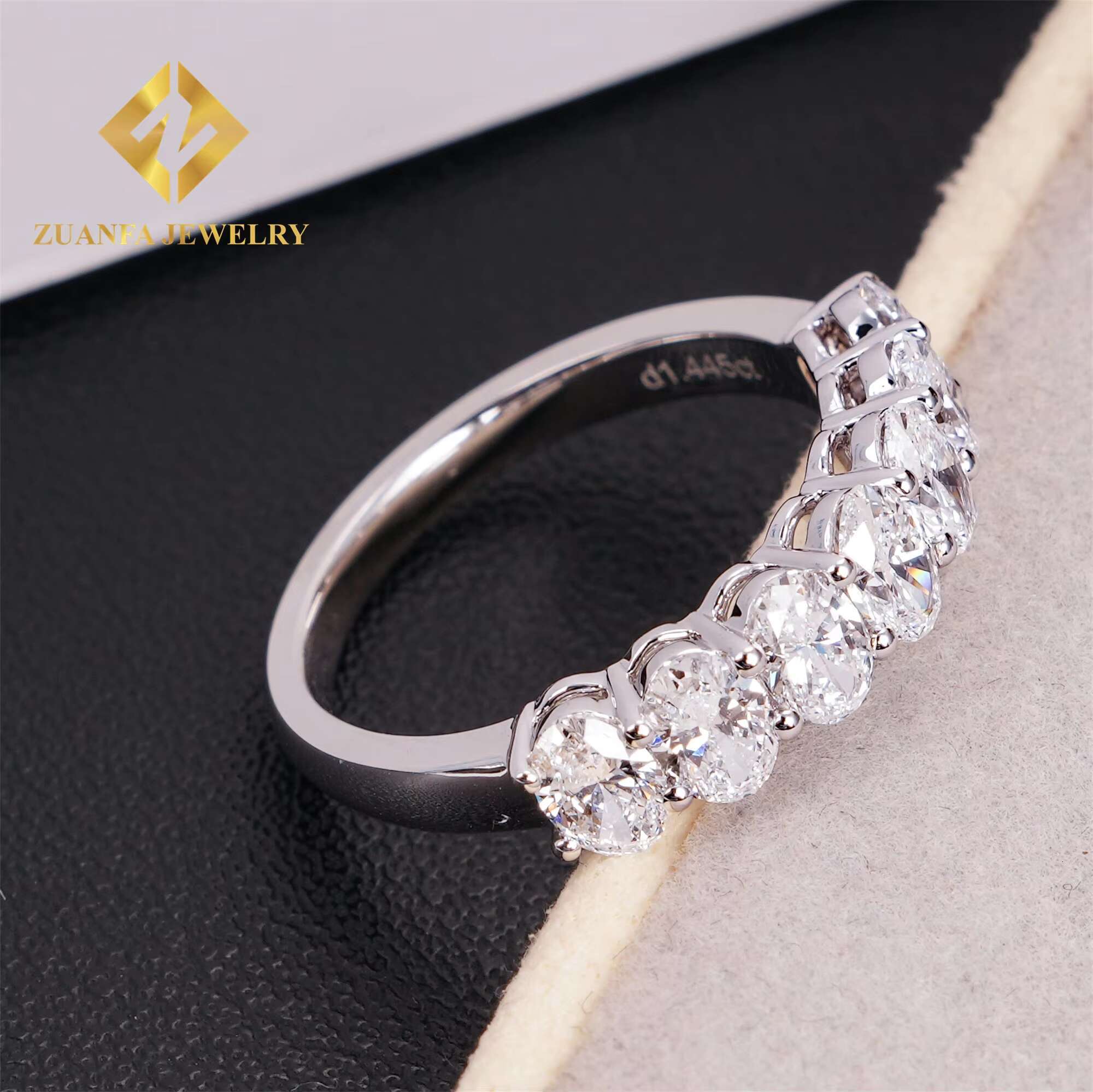 Fine Jewelry 18k Real Gold Luxury Bridal Wedding Oval 30 Points VVS-VS Clarity Lab Grown Diamond Engagement Eternity Band Ring