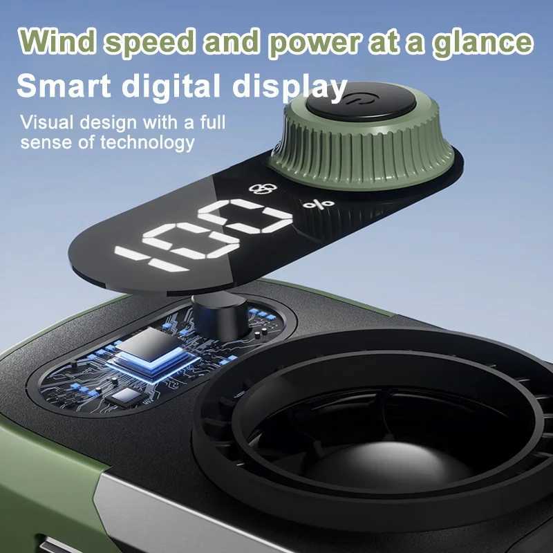 Portable infinitely variable waist fan with belt clip 100 level digital display 6000mAh outdoor activity high-speed fan X250329