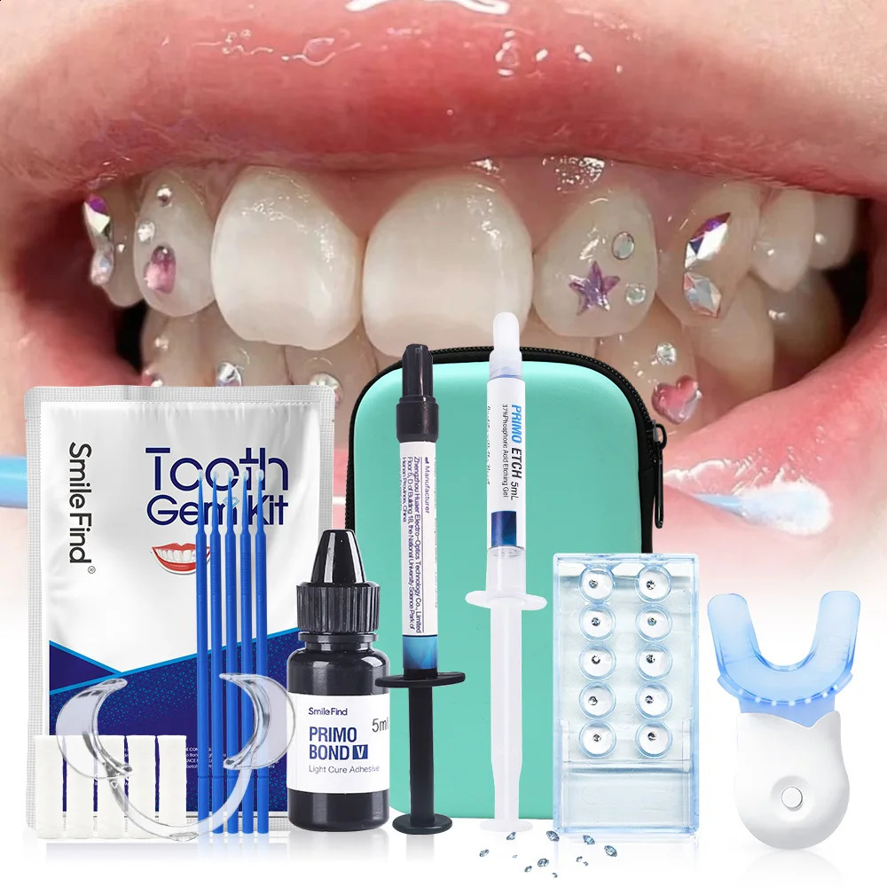 DIY Tooth Gems Kit with Crystals with Curing Light Glue Tooth Jewelry Gems Kit Sturdy Tooth Decoration Kit Professional Ornament 250322