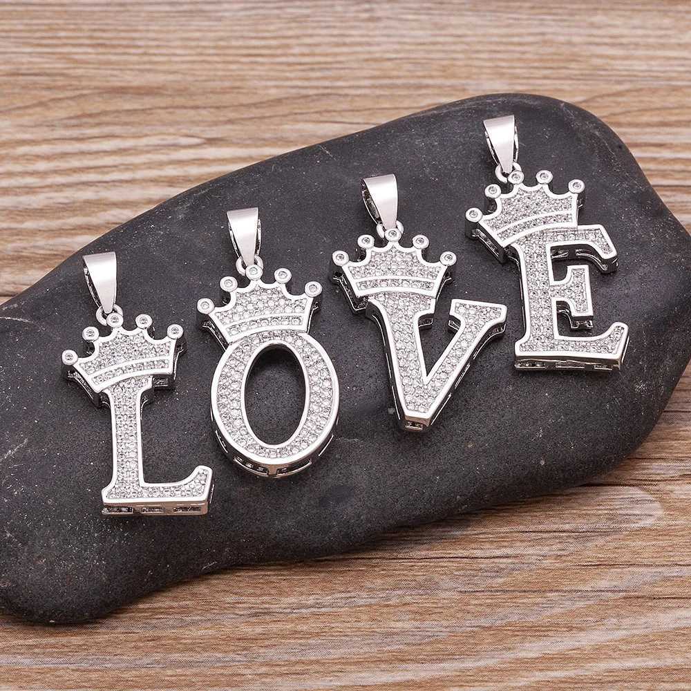 Fashion Luxury A-Z Crown Letter Pendant Chain Necklace Punk Style Lucky Beginner Name Jewelry Best Party Wedding Birthday Gift Y250329