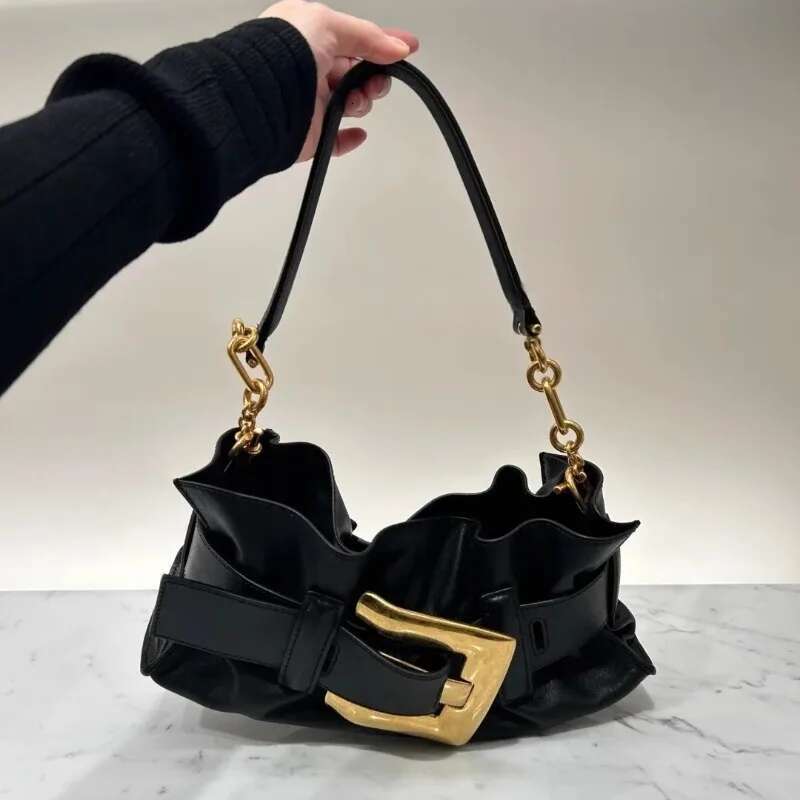 Fashion Design Belt Buckle Underarm Exquisite Cute Ladies Shoulder Bag Hand Held Purse Women