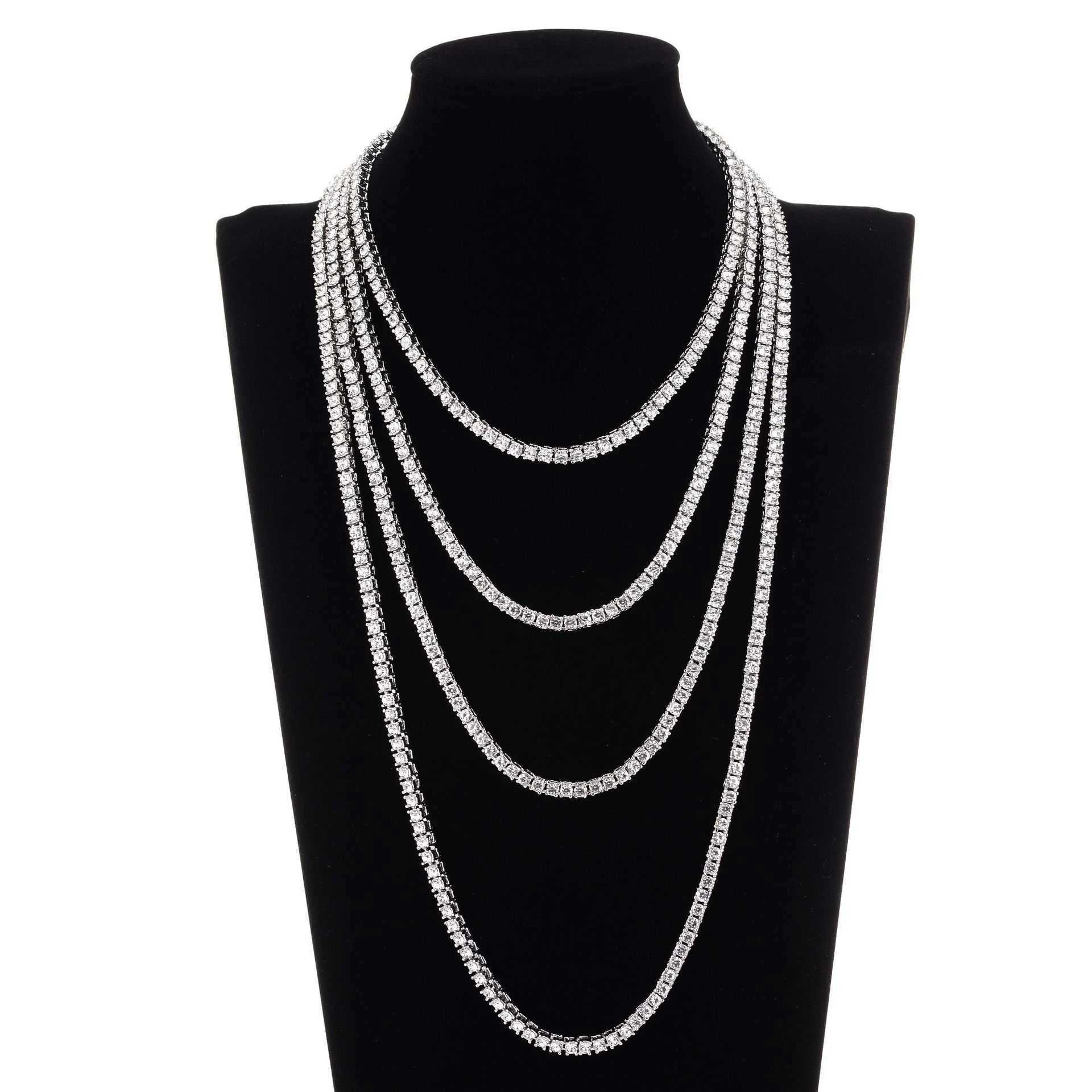 3MM tennis chain hip-hop trend AAA+cubic zirconia teenage girls handmade wedding jewelry on crystal chain 16/18/20/22/24/30 inches A+ Y250329