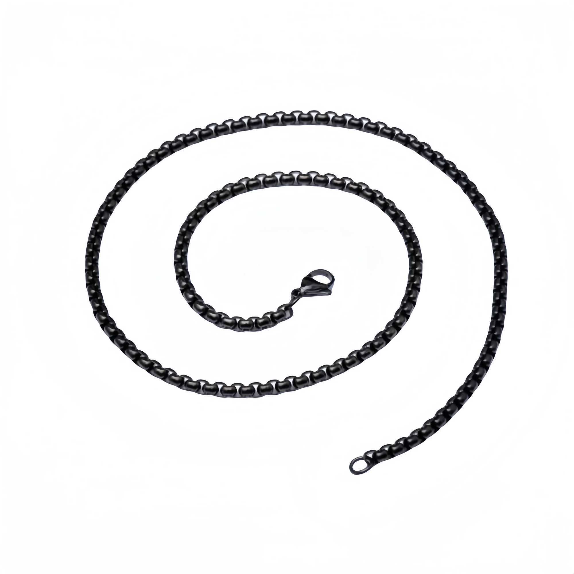 Hmey 2/3/4/5mm Mens Black Galvanized Stainless Steel Square Rolo Box Chain Womens Necklace Jewelry Gift Bracelet Accessories Y250329