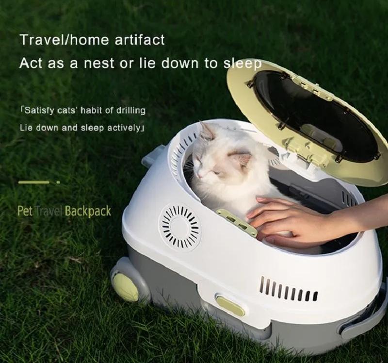 Cat bag out cat backpack out cat cage out two shoulders pet cat trolley box Space capsule carry fresh air out bag
