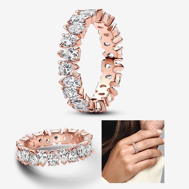 Alternating Sparkling Band Ring 18K Rose Gold luxurious RING For Women Gift Jewelry Set Designer Diamond Rings with Retail Original Box Top Quality Wholesale