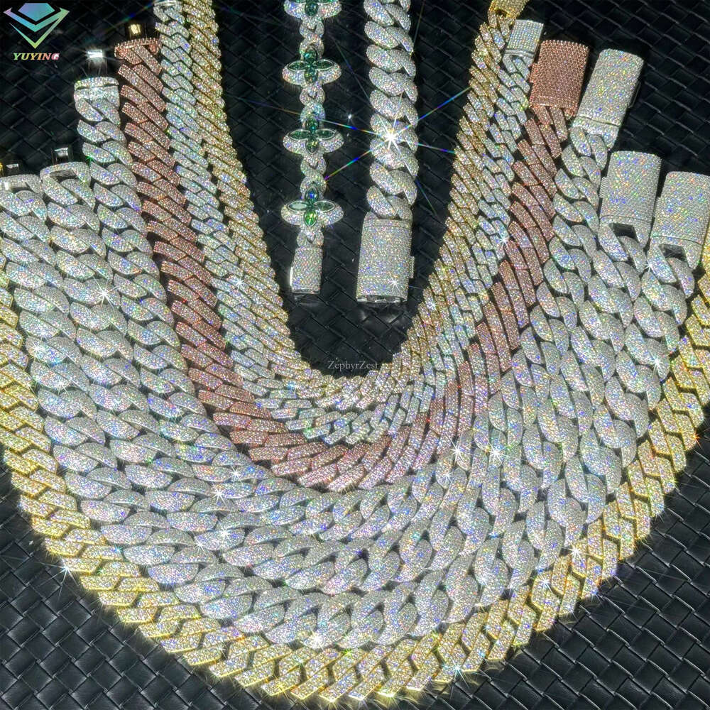 Yu Ying Pass test VVS GRA Moissanite Dia Gold Plated Sier Cuban k Chain for Mans Hip Hop Necklace