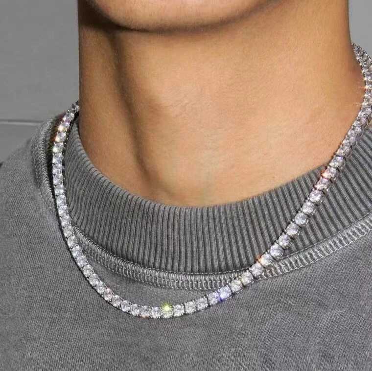 3MM tennis chain hip-hop trend AAA+cubic zirconia teenage girls handmade wedding jewelry on crystal chain 16/18/20/22/24/30 inches A+ Y250329