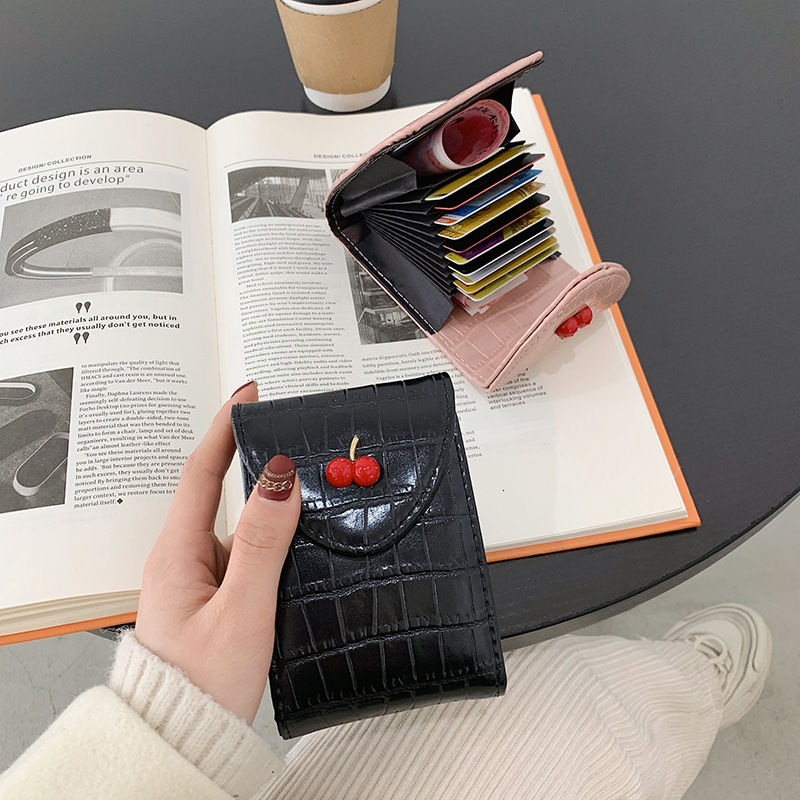 Light Luxury Designer Bag 2025 Spring New Cherry Pattern Organ Card Bag Crocodile Pattern Fashion Multi Functional Handbag Mini Wallet