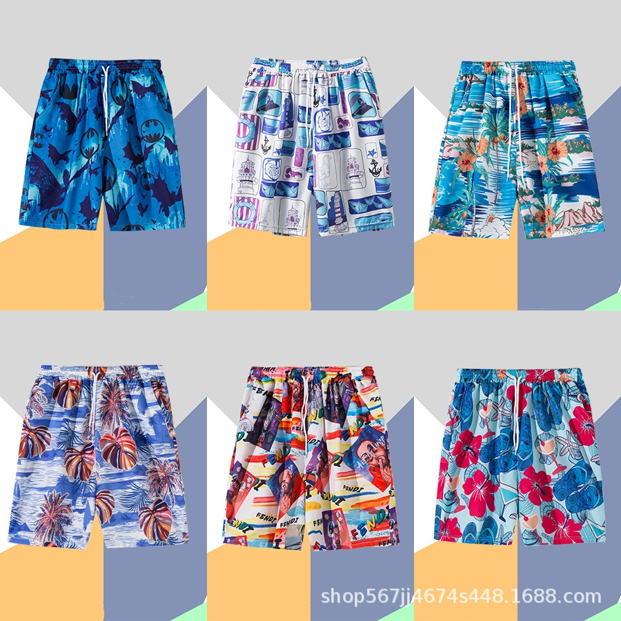 Top quality Brand High Quality New Style Free Delivery Designer Bag Men's casual quick drying pants, beach shorts, men's oversized flower pa