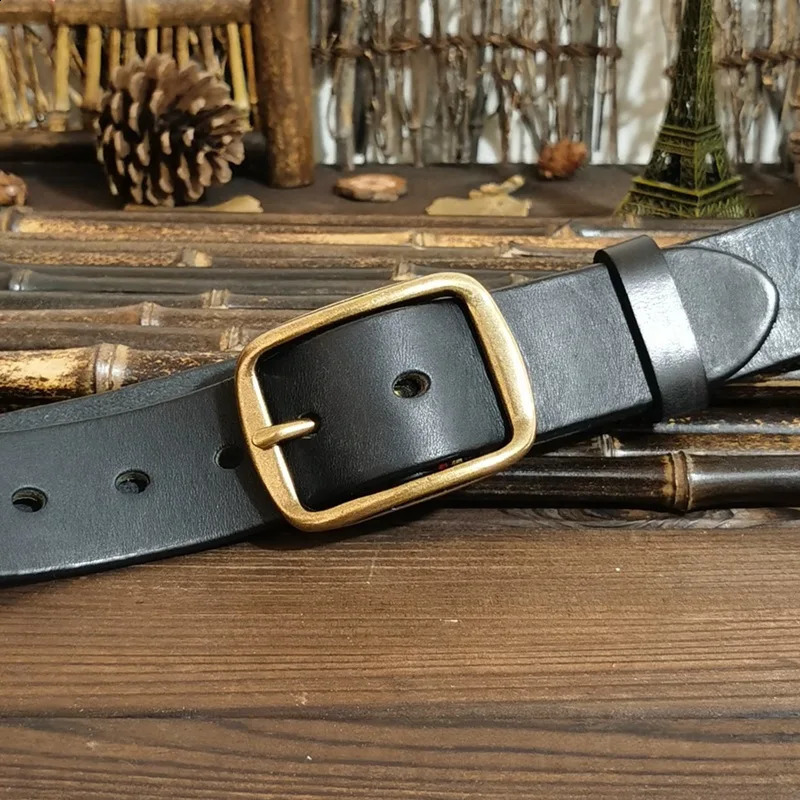 3.8CM denim copper buckle mens belt mens jeans fashionable casual belt mens belt retro mens belt 250327 - view 4