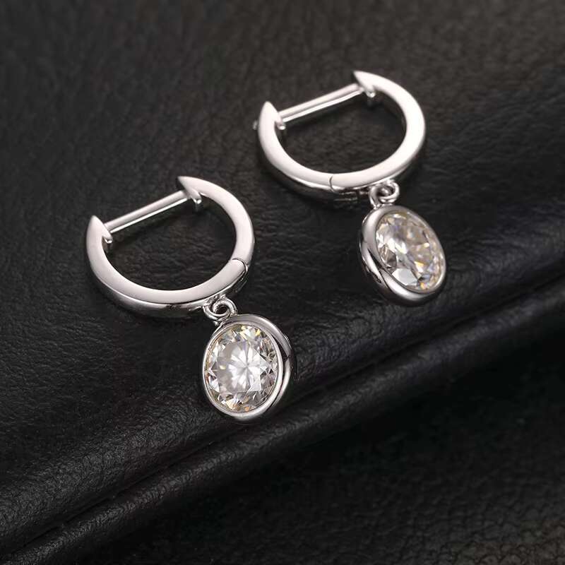 Fine Wedding Jewelry New Arrival White Gold Plated 925 Sterling Silver 1ct VVS Moissanite Diamond Drop Earrings for Women