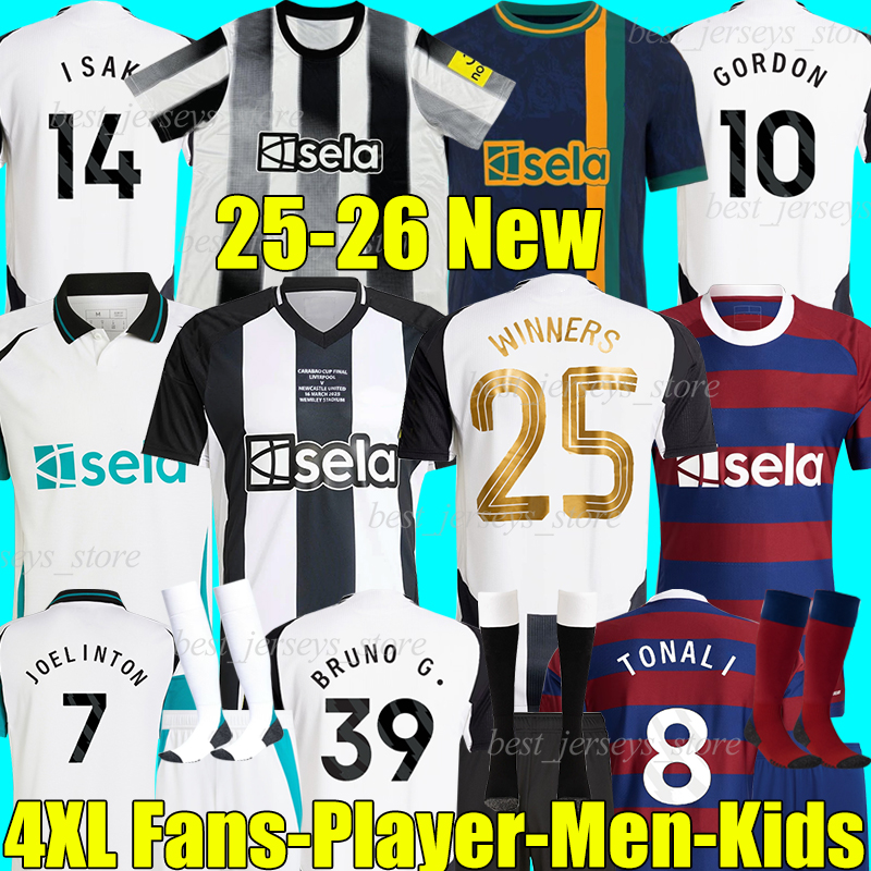 5XL 24/25/26 NewCastL e ISAK Soccer Jerseys 2025 WINNERS GORDON MURPHY BARNES JOELINTON SCHAR BRUNO G. TONALI WILLOCK L.MILEY men kids kit socks sets football shirts
