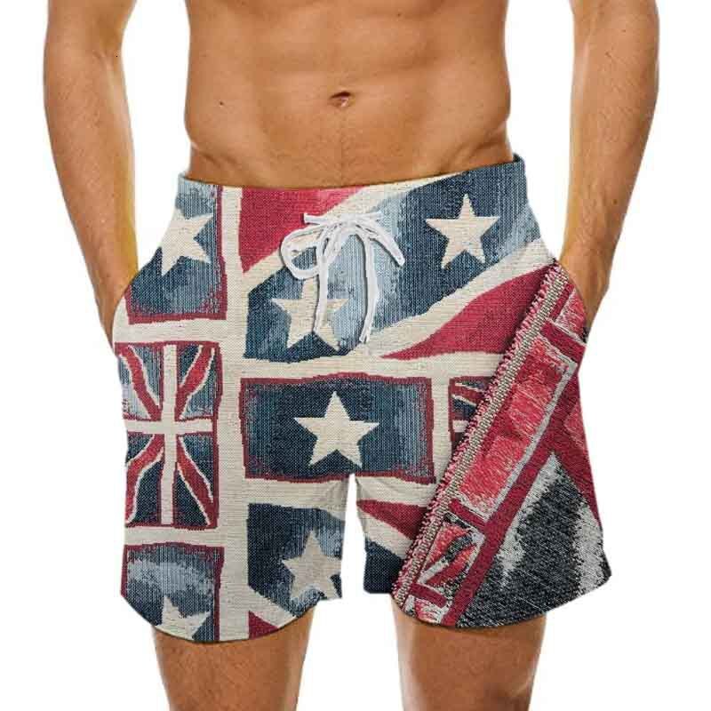 Brand High Quality New Style Free Delivery Designer Bag 2025 Summer New American Independence Day Casual Sports Men's 3D Printed Breathable Mesh 