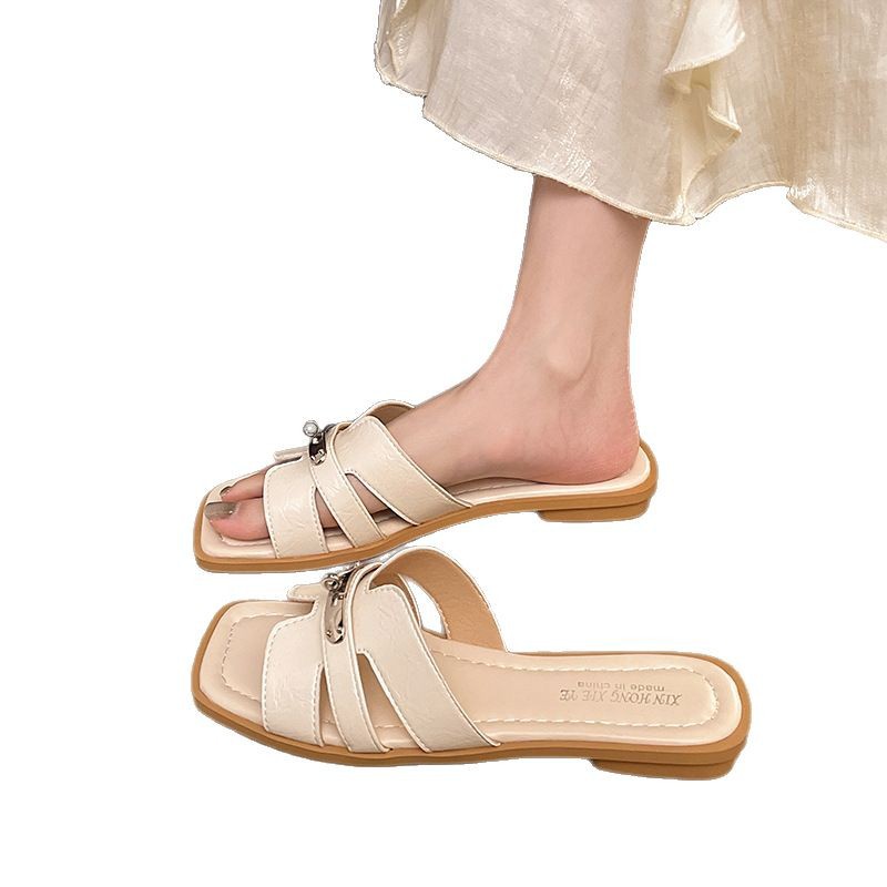 free Shipping Designer Slippers Round headed sandals One word slippers Flat bottomed slippers Female outdoor beach vacation