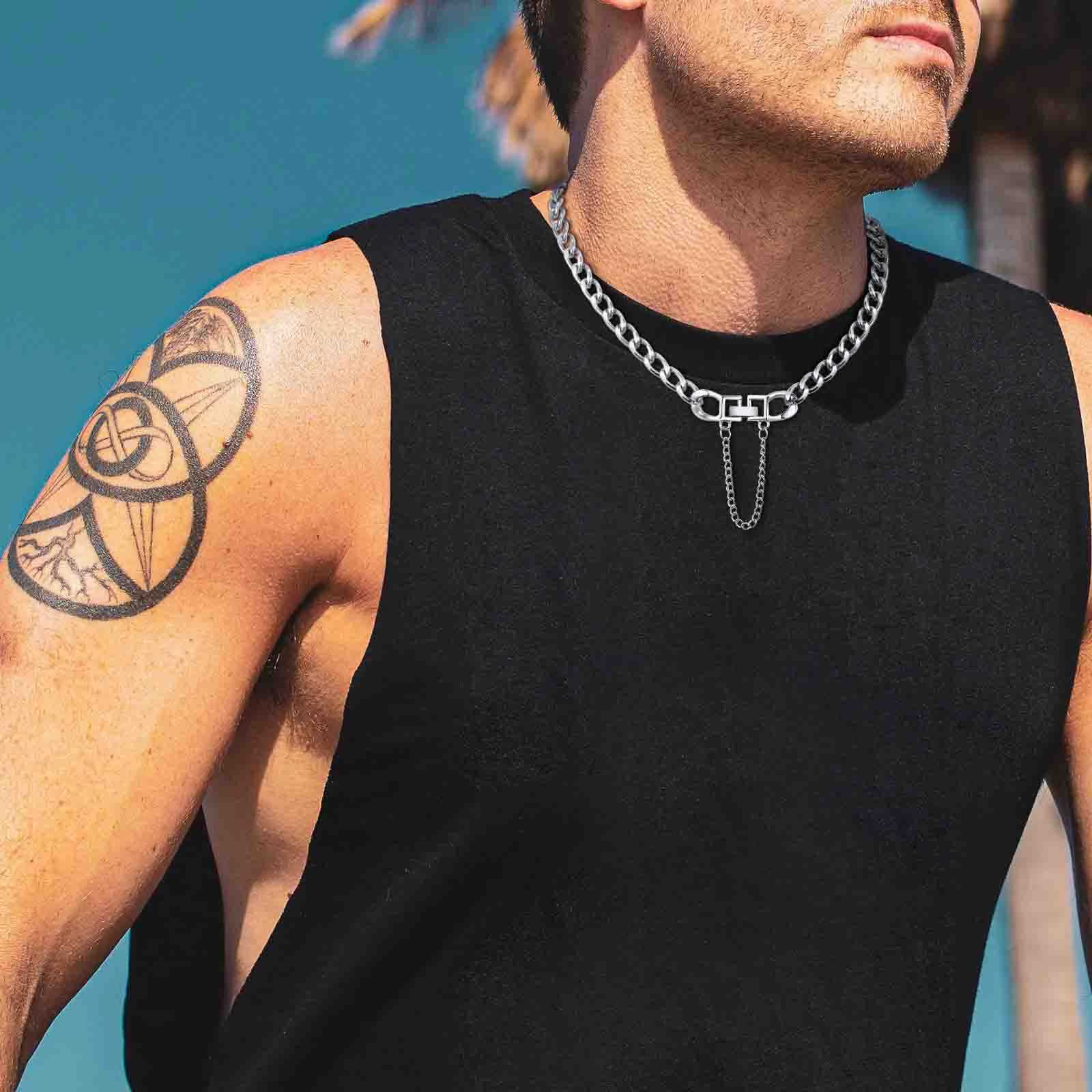 Vnox Womens Simple Cuban Chain Necklace Tassel Folding Buckle Neutral Kpop Necklace Gift Y250329