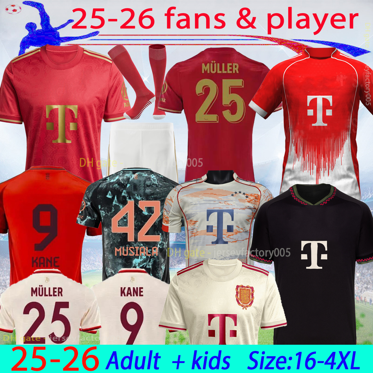 2025 Player version BAYERNS 125th Soccer jersey man MANE JOAO CANCELO KANE MUSIALA kit SANE COMAN GNABRY DAVIES MULLER 25 26 away kids kit Football shirt 16-4XL