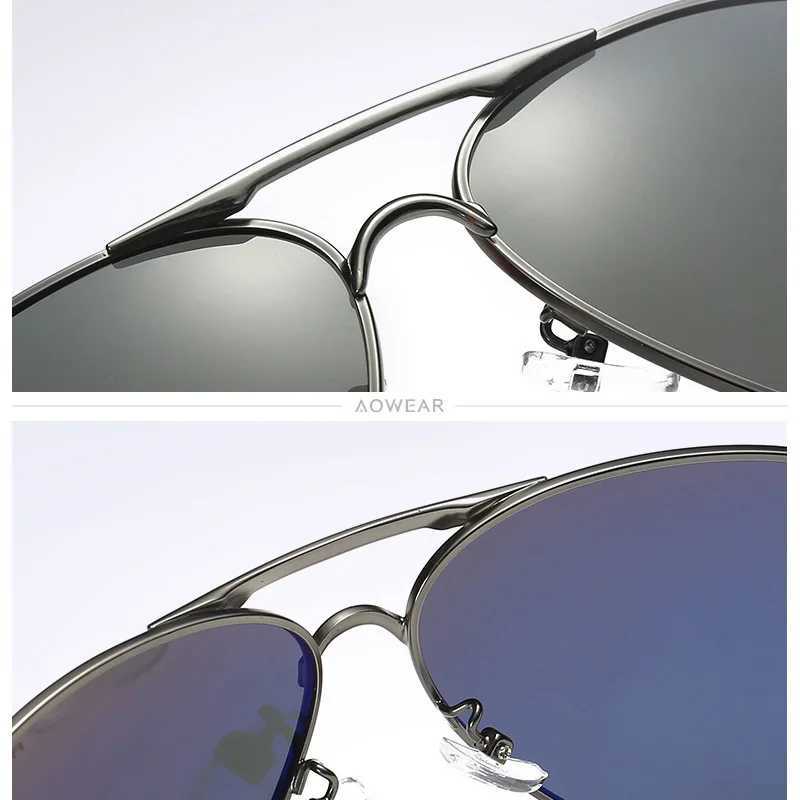 AOWEAR Mens Aviation Sunglasses Men Polarized Mirror Sunglass for Man HD Driving Pilot Sun Glasses lunettes de soleil hommeC250411