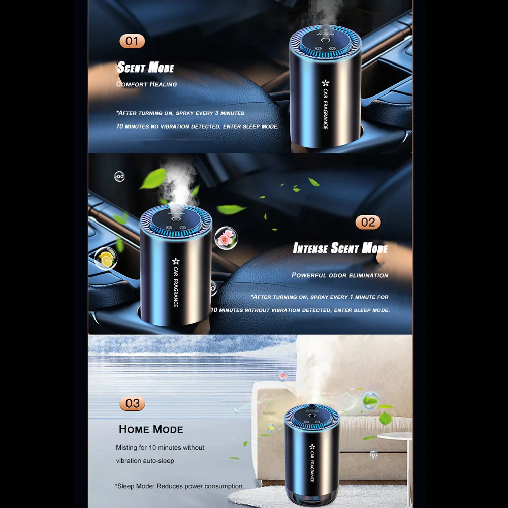 Car Perfume Air Freshener Essential Oil Fragrance Diffuser Smell Distributor USB Rechargeable Aroma Scent Air Refresher 250322