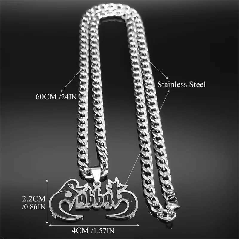 Gothic Hip Hop Band Pendant Necklace for Men Stainless Steel Gothic Punk Mens Necklace Jewelry 7729-QKC Y250329