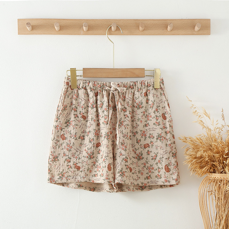 Quality New Style Free Delivery Designer Bag Cotton Yarn Crepe Shorts Women's Sleepy Thin Multi Color Beach Pants Loose Double Layer Gauze Home F