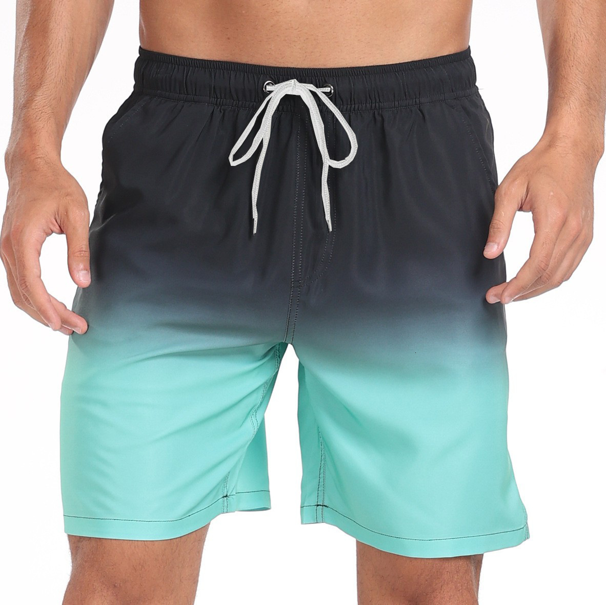 Brand High Quality New Style Free Delivery Designer Bag Summer Men's Gradient Color Light And Thin Quarter Pants, Youth Trend Straight Tube Loose