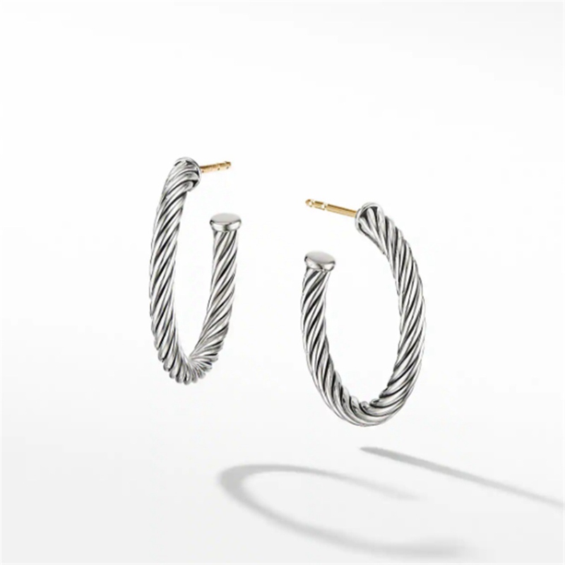 Womens Designer Earrings Silver Vintage Hoop Earrings Cable Popular Luxury Twisted Earrings Jewelry Designer For Womens