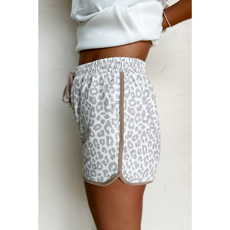 Delivery Designer 2025 Summer New Leopard Print High Waisted Casual Pants Women, Fashionable Loose, With Contrasting Color Edges And Lace Up Shorts Fo